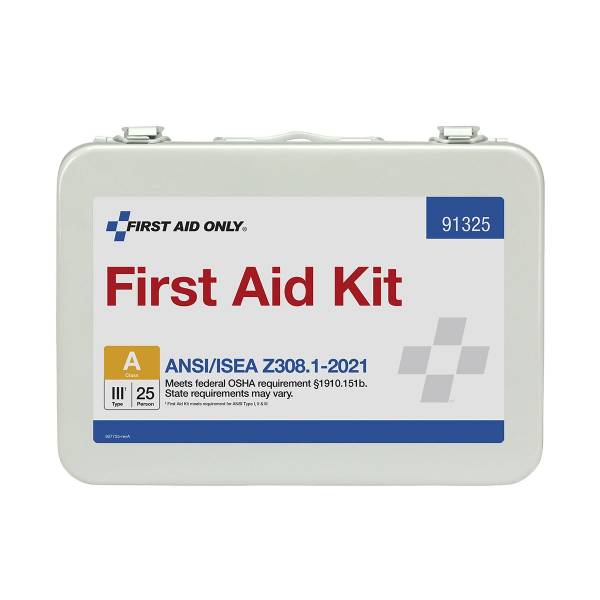 25 Person ANSI 2021 Class A First Aid Kit - Metal case #3